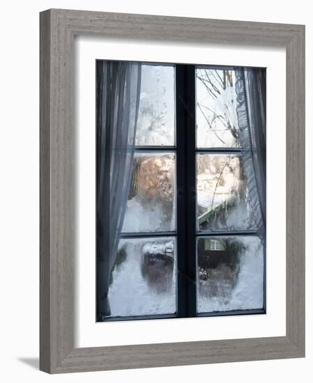 View of Bad Tolz Spa Town Covered By Snow at Sunrise From Window, Bavaria, Germany, Europe-Richard Nebesky-Framed Photographic Print