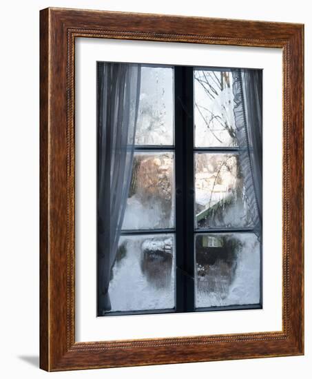 View of Bad Tolz Spa Town Covered By Snow at Sunrise From Window, Bavaria, Germany, Europe-Richard Nebesky-Framed Photographic Print