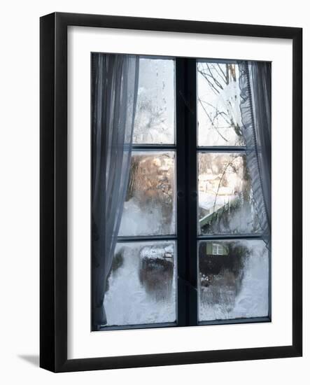 View of Bad Tolz Spa Town Covered By Snow at Sunrise From Window, Bavaria, Germany, Europe-Richard Nebesky-Framed Photographic Print