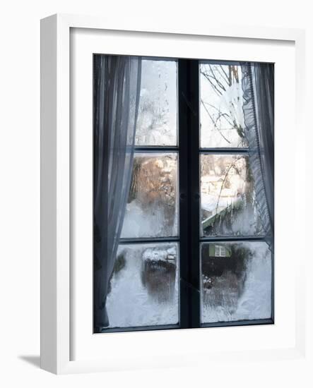 View of Bad Tolz Spa Town Covered By Snow at Sunrise From Window, Bavaria, Germany, Europe-Richard Nebesky-Framed Photographic Print