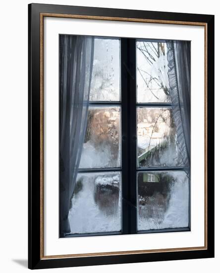 View of Bad Tolz Spa Town Covered By Snow at Sunrise From Window, Bavaria, Germany, Europe-Richard Nebesky-Framed Photographic Print