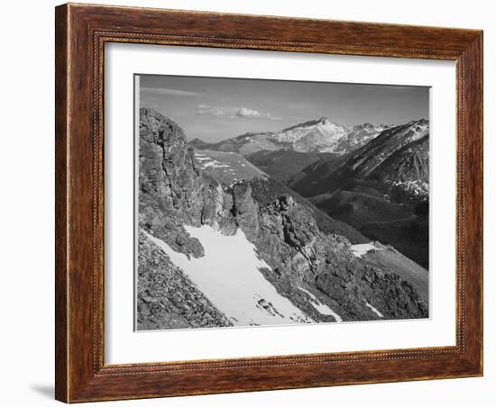 View Of Barren Mountains With Snow "Long's Peak Rocky Mountain National Park" Colorado. 1933-1942-Ansel Adams-Framed Art Print