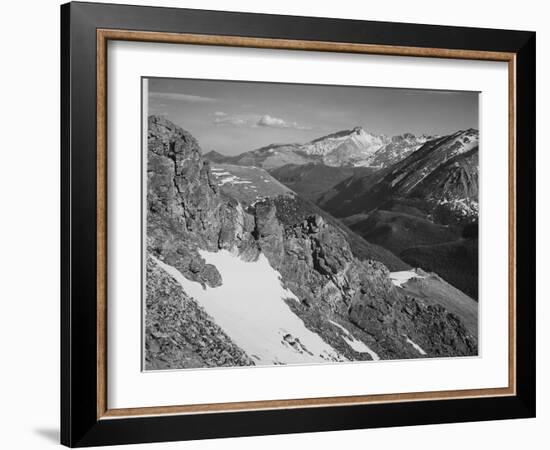 View Of Barren Mountains With Snow "Long's Peak Rocky Mountain National Park" Colorado. 1933-1942-Ansel Adams-Framed Art Print