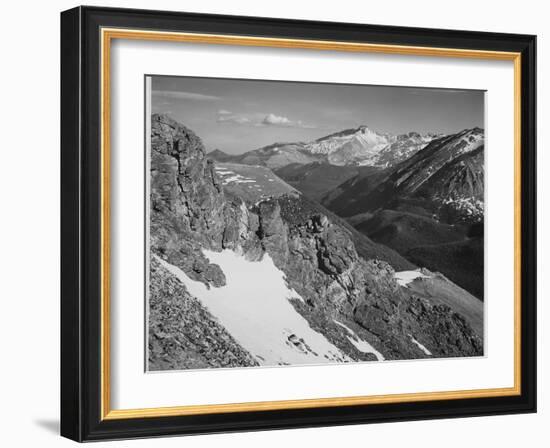 View Of Barren Mountains With Snow "Long's Peak Rocky Mountain National Park" Colorado. 1933-1942-Ansel Adams-Framed Art Print