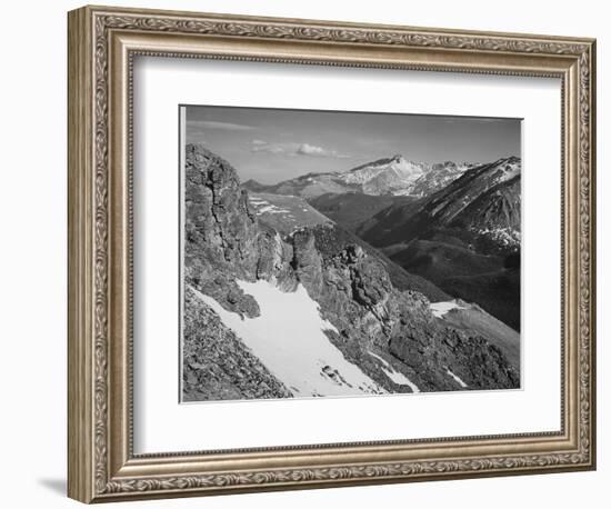 View Of Barren Mountains With Snow "Long's Peak Rocky Mountain National Park" Colorado. 1933-1942-Ansel Adams-Framed Art Print