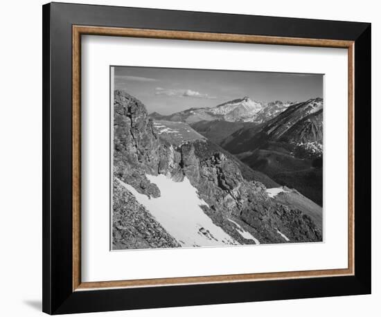 View Of Barren Mountains With Snow "Long's Peak Rocky Mountain National Park" Colorado. 1933-1942-Ansel Adams-Framed Art Print