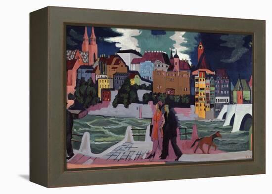 View of Basel and the Rhine, 1927-28-Ernst Ludwig Kirchner-Framed Premier Image Canvas