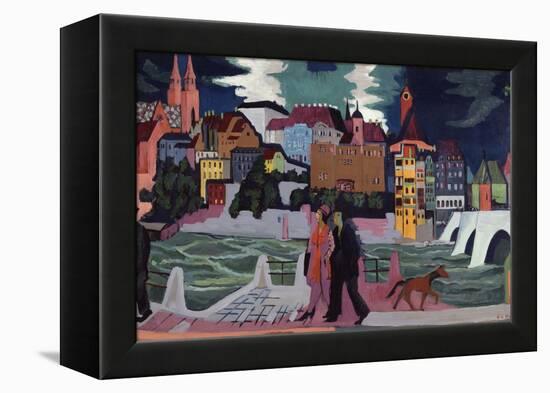 View of Basel and the Rhine, 1927-28-Ernst Ludwig Kirchner-Framed Premier Image Canvas