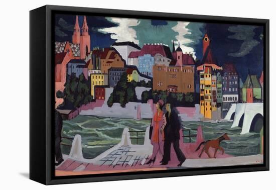 View of Basel and the Rhine, 1927-28-Ernst Ludwig Kirchner-Framed Premier Image Canvas