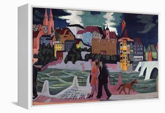 View of Basel and the Rhine, 1927-28-Ernst Ludwig Kirchner-Framed Premier Image Canvas