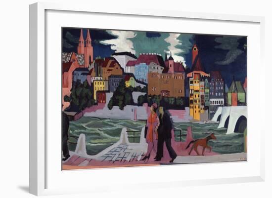 View of Basel and the Rhine, 1927-28-Ernst Ludwig Kirchner-Framed Giclee Print