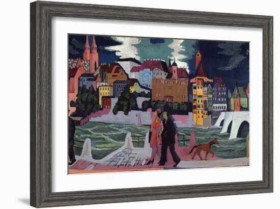 View of Basel and the Rhine, 1927-28-Ernst Ludwig Kirchner-Framed Giclee Print