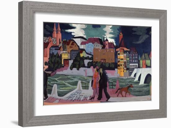 View of Basel and the Rhine, 1927-28-Ernst Ludwig Kirchner-Framed Giclee Print