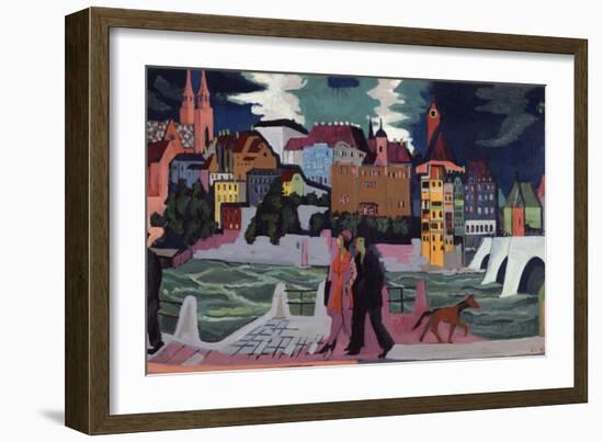 View of Basel and the Rhine, 1927-28-Ernst Ludwig Kirchner-Framed Giclee Print
