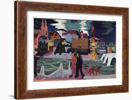 View of Basel and the Rhine, 1927-28-Ernst Ludwig Kirchner-Framed Giclee Print