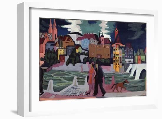 View of Basel and the Rhine, 1927-28-Ernst Ludwig Kirchner-Framed Giclee Print