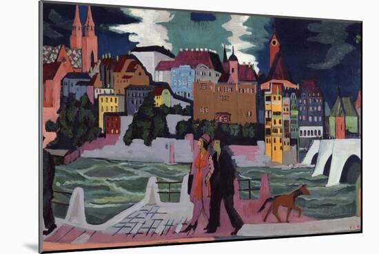 View of Basel and the Rhine, 1927-28-Ernst Ludwig Kirchner-Mounted Giclee Print