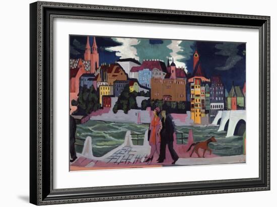 View of Basel and the Rhine, 1927-28-Ernst Ludwig Kirchner-Framed Giclee Print