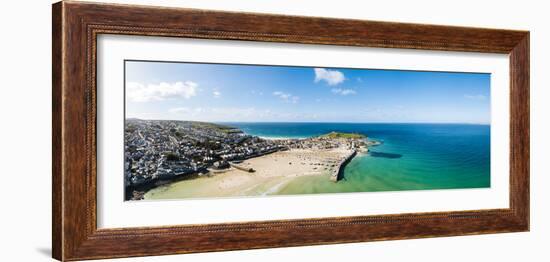 View of beach and sea, Saint Ives, Cornwall, England, United Kingdom-Panoramic Images-Framed Photographic Print