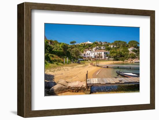 View of beach and whitewashed villas of Porto Rafael, Sardinia, Italy, Mediterranean, Europe-Frank Fell-Framed Photographic Print