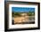 View of beach and whitewashed villas of Porto Rafael, Sardinia, Italy, Mediterranean, Europe-Frank Fell-Framed Photographic Print