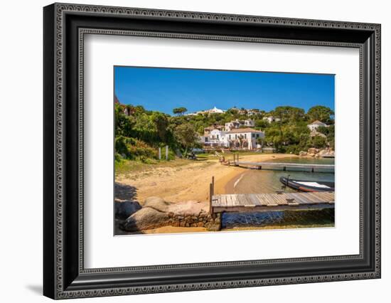 View of beach and whitewashed villas of Porto Rafael, Sardinia, Italy, Mediterranean, Europe-Frank Fell-Framed Photographic Print