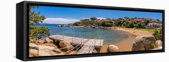 View of beach and whitewashed villas of Porto Rafael, Sardinia, Italy, Mediterranean, Europe-Frank Fell-Framed Premier Image Canvas