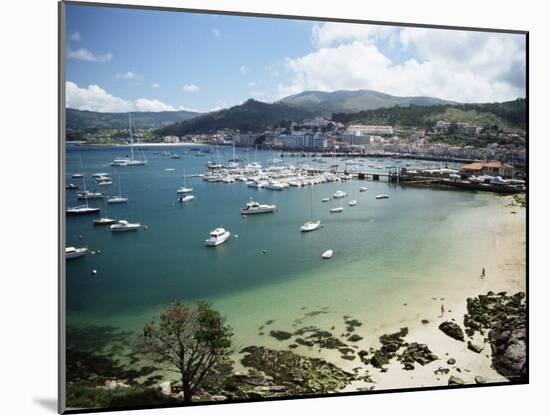 View of Beach, Harbour and Town, Bayona, Galicia, Spain-Duncan Maxwell-Mounted Photographic Print