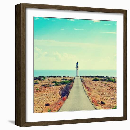 View of Beacon Far De Barbaria in Formentera, Balearic Islands, Spain, with a Retro Effect-nito-Framed Photographic Print