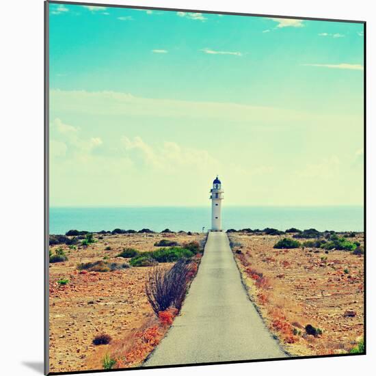 View of Beacon Far De Barbaria in Formentera, Balearic Islands, Spain, with a Retro Effect-nito-Mounted Photographic Print