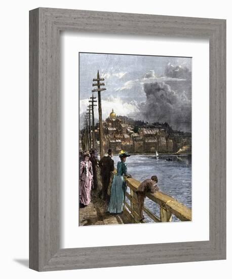 View of Beacon Hill From West Boston Bridge, 1890s-null-Framed Giclee Print