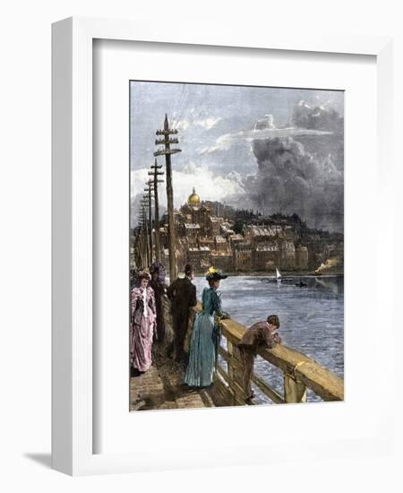 View of Beacon Hill From West Boston Bridge, 1890s-null-Framed Giclee Print