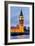 View of Big Ben and Houses of Parliament with Westminster Bridge at Thames River-null-Framed Photographic Print