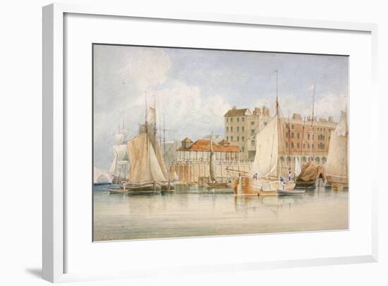 View of Billingsgate Wharf and Market with Vessels and People, City of London, 1824-James Lambert-Framed Giclee Print
