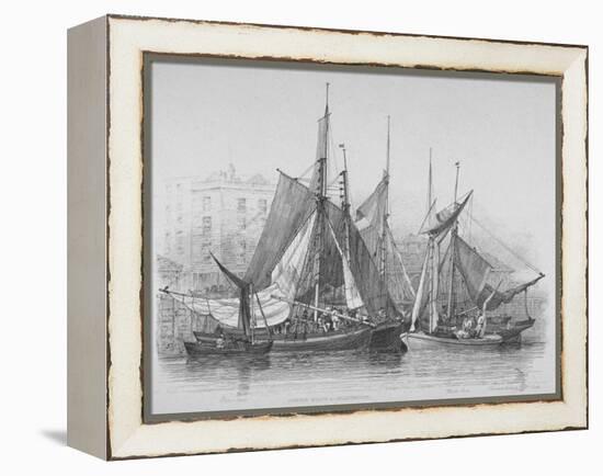 View of Billingsgate Wharf with Oyster Boats, City of London, 1830-Edward William Cooke-Framed Premier Image Canvas