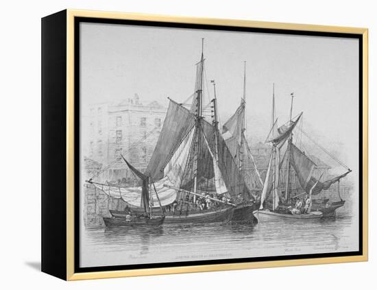 View of Billingsgate Wharf with Oyster Boats, City of London, 1830-Edward William Cooke-Framed Premier Image Canvas