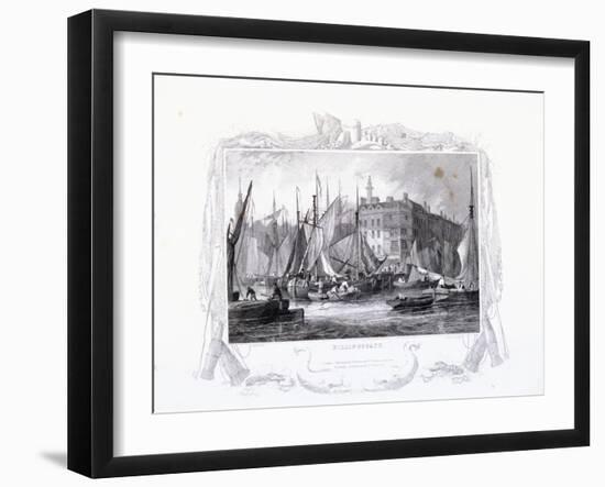 View of Billingsgate Wharf with Three Tuns Public House, Figures and Boats, London, 1834-James Carter-Framed Giclee Print