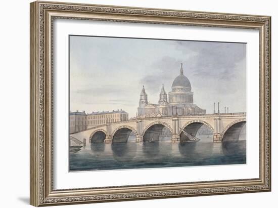 View of Blackfriars Bridge and St Paul's Cathedral, London, 1790-null-Framed Giclee Print