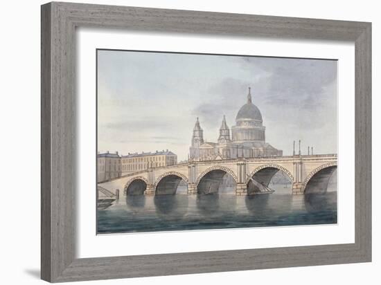 View of Blackfriars Bridge and St Paul's Cathedral, London, 1790-null-Framed Giclee Print