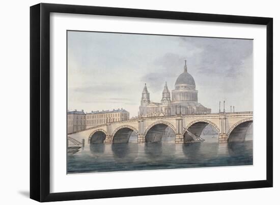 View of Blackfriars Bridge and St Paul's Cathedral, London, 1790-null-Framed Giclee Print