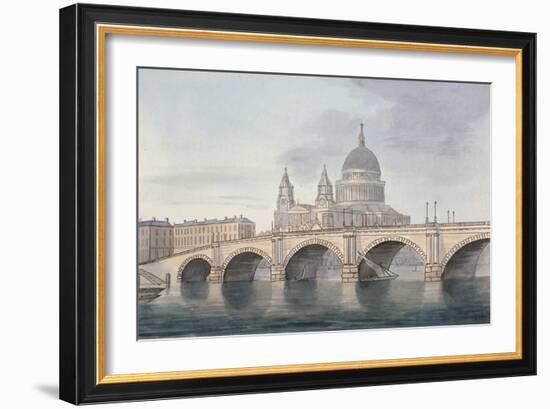 View of Blackfriars Bridge and St Paul's Cathedral, London, 1790-null-Framed Giclee Print