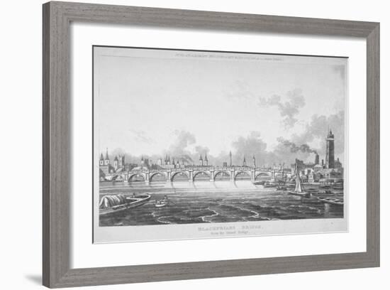 View of Blackfriars Bridge from the Strand Bridge, London, 1815-Thomas Hosmer Shepherd-Framed Giclee Print