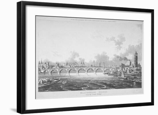 View of Blackfriars Bridge from the Strand Bridge, London, 1815-Thomas Hosmer Shepherd-Framed Giclee Print