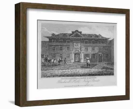 View of Blackwell Hall on King Street with Carriage and Figures, City of London, 1817-Thomas Higham-Framed Giclee Print