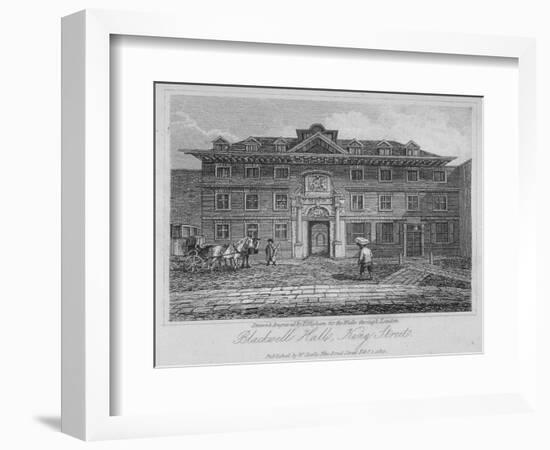 View of Blackwell Hall on King Street with Carriage and Figures, City of London, 1817-Thomas Higham-Framed Giclee Print