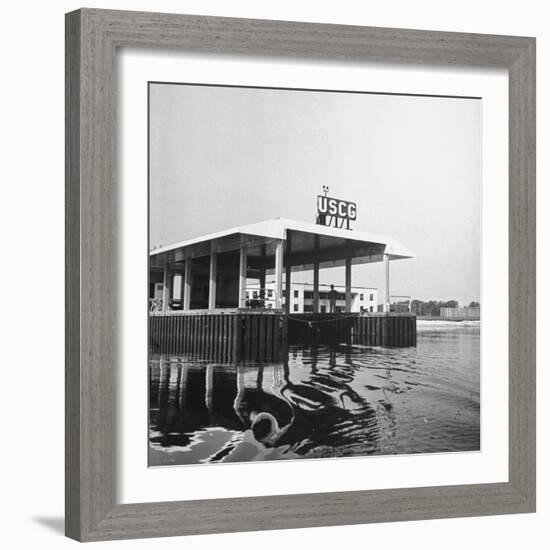 View of Boatslip at a US Coast Guard Air Station-David Scherman-Framed Premium Photographic Print