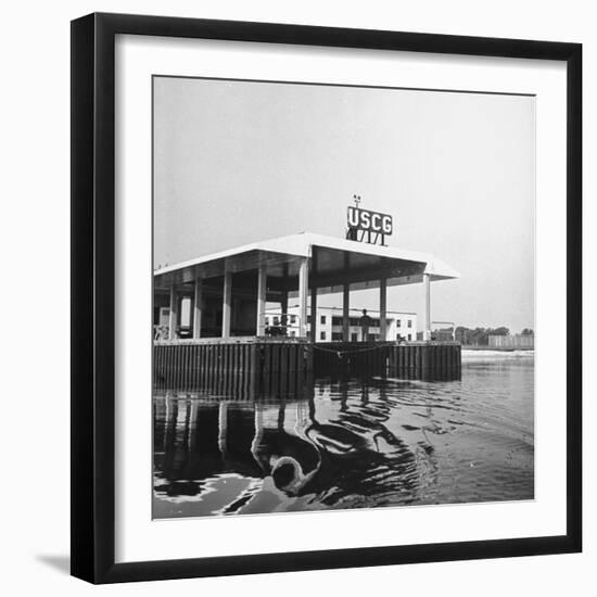 View of Boatslip at a US Coast Guard Air Station-David Scherman-Framed Premium Photographic Print