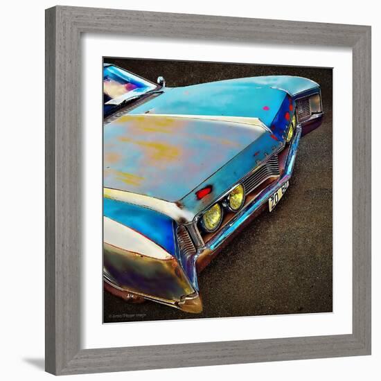 View of Bonnet of 1950's Car-Salvatore Elia-Framed Photographic Print