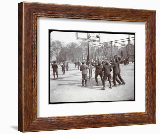 View of Boys Playing Basketball on a Court at Tompkins Square Park on Arbor Day, New York, 1904-Byron Company-Framed Giclee Print