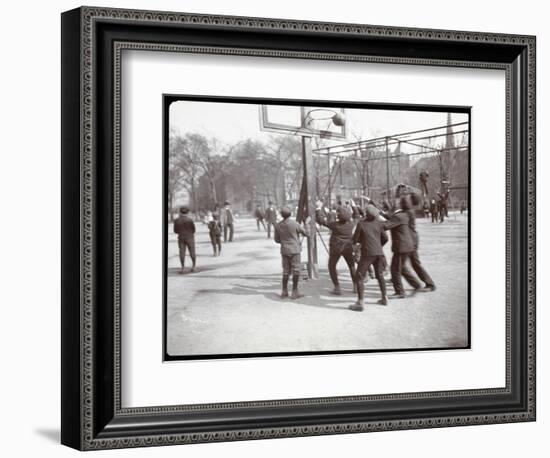 View of Boys Playing Basketball on a Court at Tompkins Square Park on Arbor Day, New York, 1904-Byron Company-Framed Giclee Print